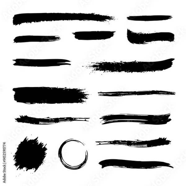 Fototapeta Brush line set. Vector calligraphy paint strokes. Vintage Chinese brushstrokes collection