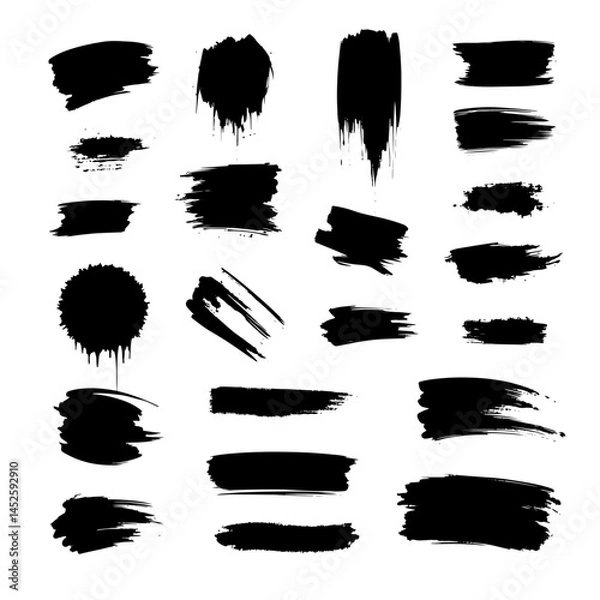 Fototapeta Brush line set. Vector calligraphy paint strokes. Vintage Chinese brushstrokes collection