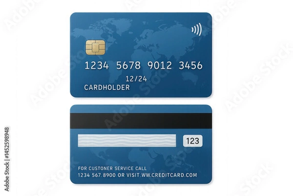 Fototapeta A credit card with the words "credit card" isolated on transparent background.
