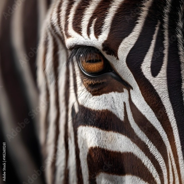 Obraz Close-Up of Zebra's Eye with Striking Stripes