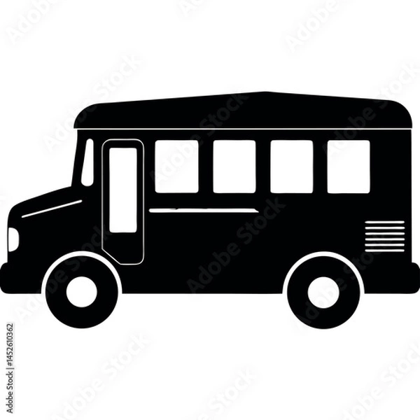 Fototapeta Solid Black School Bus Vector for Stock