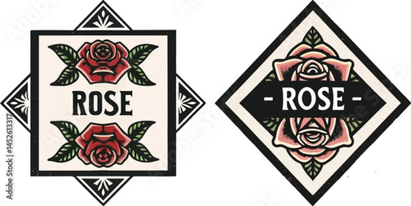Fototapeta vector illustration of a set of abstract symbols rose