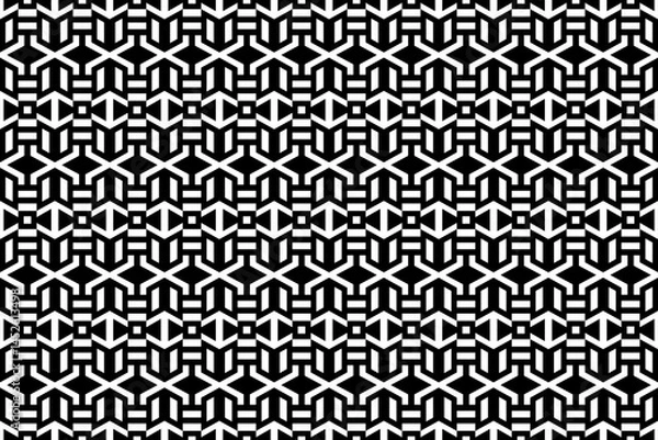 Fototapeta Abstract seamless geometric pattern with squares and rhombuses. Black and white repeating decorative pattern design.
