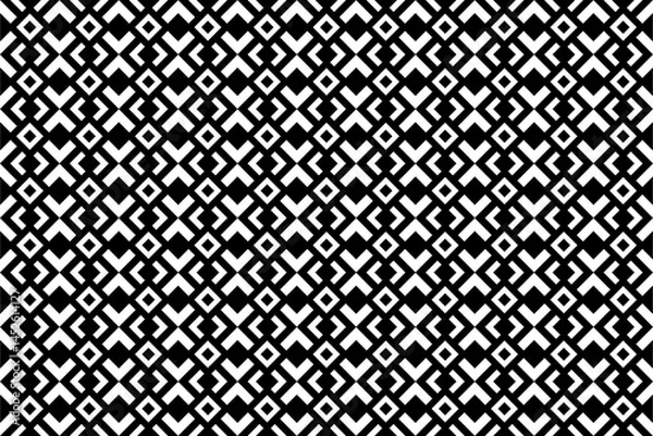 Fototapeta Abstract seamless geometric pattern with squares and rhombuses. Black and white repeating decorative pattern design.