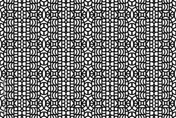 Fototapeta Abstract seamless intricate lace pattern. Black and white repeatable luxury, elegant pattern design.