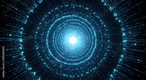 Fototapeta Luminous Abstract Tunnel A mesmerizing digital art piece depicting a vibrant, swirling vortex of light and energy, perfect for science fiction, technology, or abstract backgrounds.