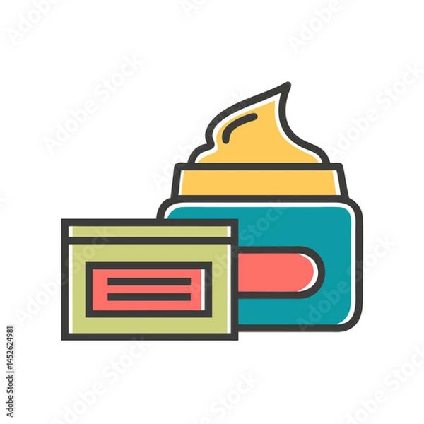 Fototapeta Cream jars displaying skincare products in vibrant colors  