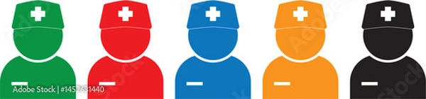 Obraz Nurse icon collection. Doctor and nurse icon symbols on white background. Vector illustration
