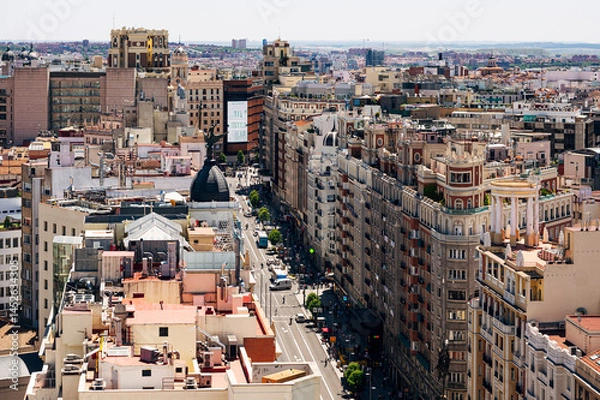 Fototapeta Aerial view of Gran Via Madrid