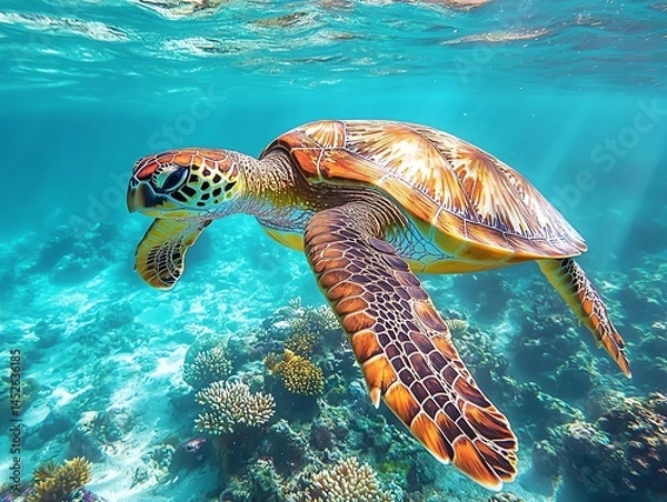 Obraz sea turtle swimming