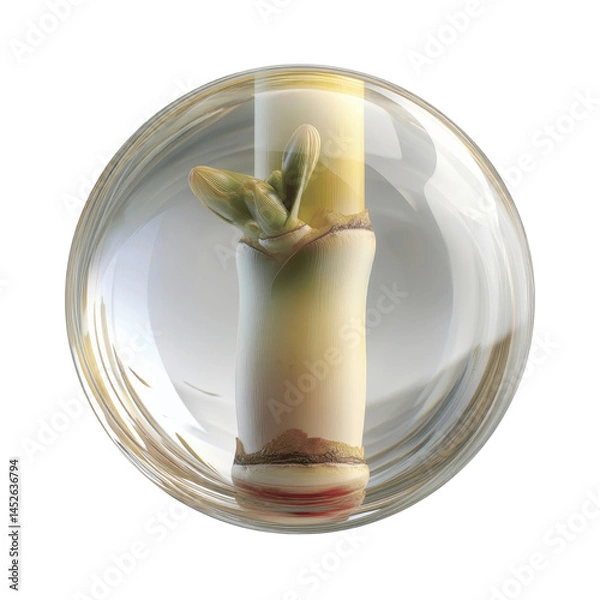 Fototapeta Sugarcane Cutting in Glass Sphere  New Growth and Sustainability