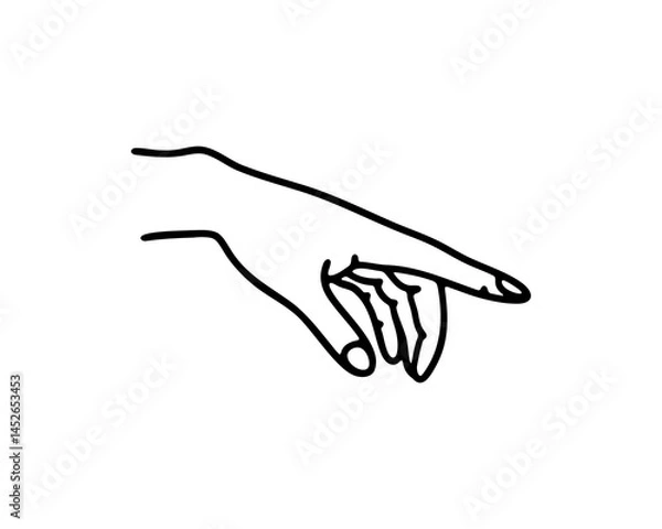 Fototapeta Minimalist Pointing Hand Vector Illustration for Direction and Guidance Concepts in Black and White Design Style