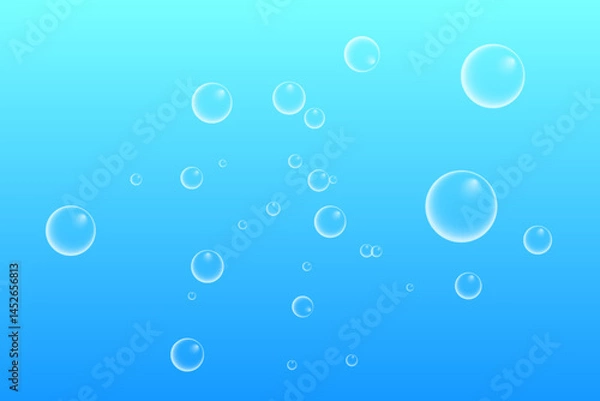 Obraz Set of colorful soap bubbles for design creation. Isolated, transparent, realistic soap bubbles on transparent background.
