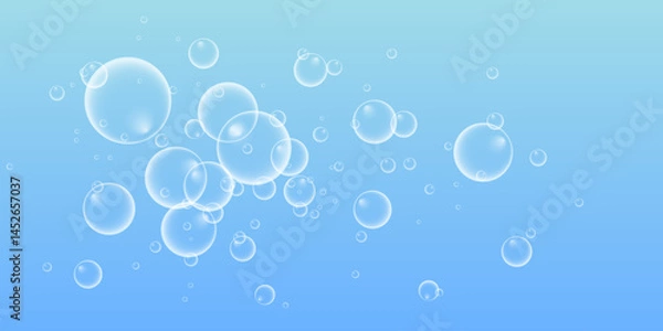 Obraz Set of colorful soap bubbles for design creation. Isolated, transparent, realistic soap bubbles on transparent background.