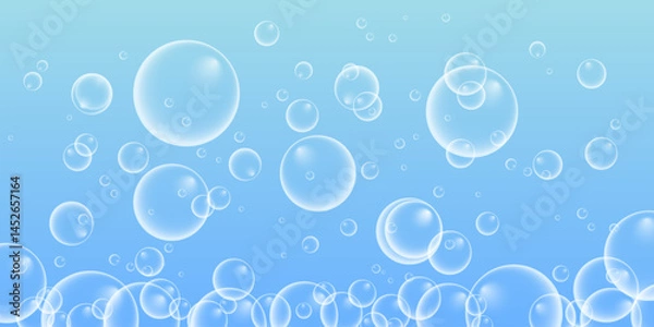 Obraz Set of colorful soap bubbles for design creation. Isolated, transparent, realistic soap bubbles on transparent background.
