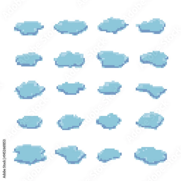 Obraz pixel art water puddles set