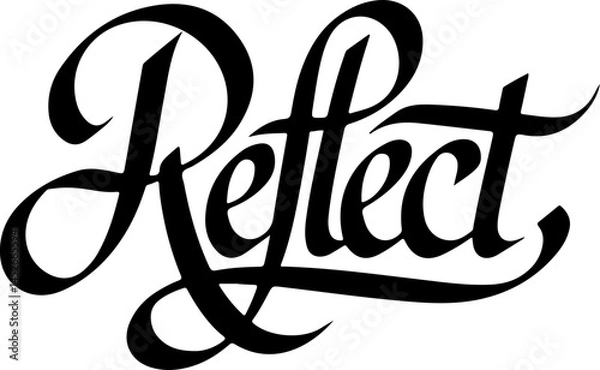 Fototapeta Black Script Reflect Typography Word