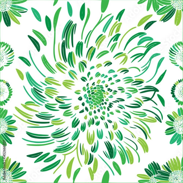Fototapeta Stylized floral arrangement with green gradients presenting a fresh aesthetic