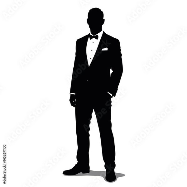 Fototapeta Man in tuxedo silhouette, for website design
