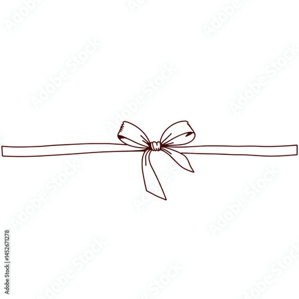 Fototapeta Simple maroon ribbon bow illustration, for gift wrapping design