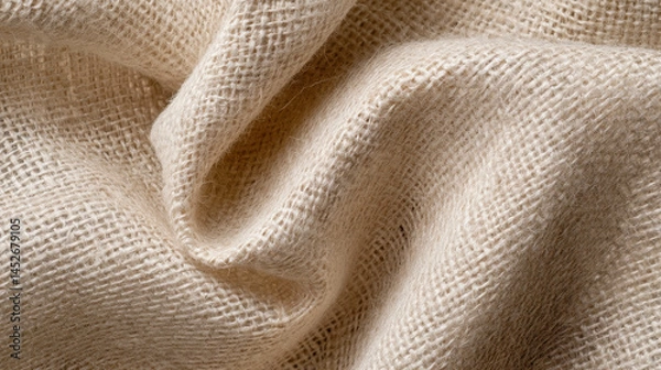 Obraz Close-Up of Beige Linen Fabric with Natural Woven Texture. Linen Fabric