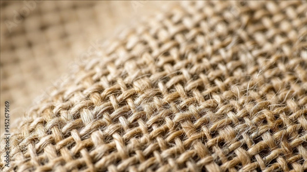 Obraz Close-Up of Beige Linen Fabric with Natural Woven Texture. Linen Fabric