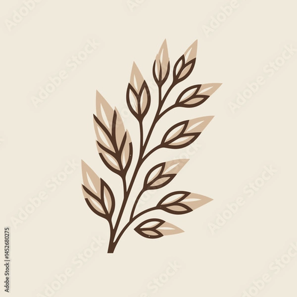 Obraz Vector icon. Illustration of oat plant in earthy tones on beige background. Minimalistic flat design. Part of agriculture icon set.