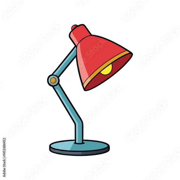 Obraz Table lamp vector illustration, modern desk lighting design, home or office interior, decor, and workspace