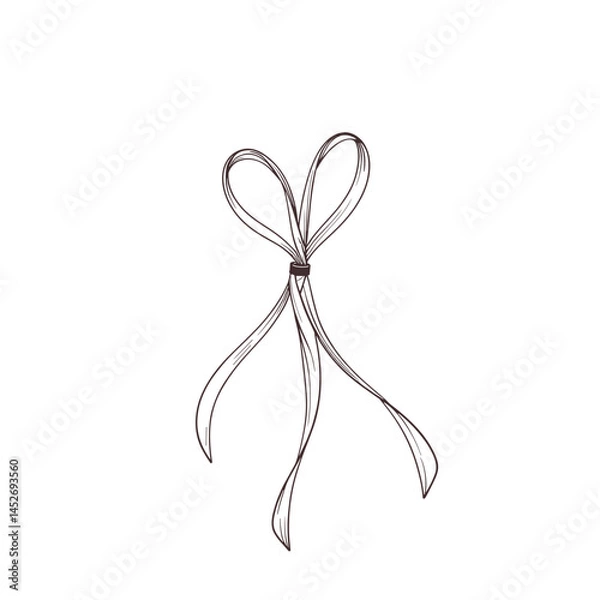 Fototapeta Simple bow illustration, line art style, monochrome palette, for packaging design