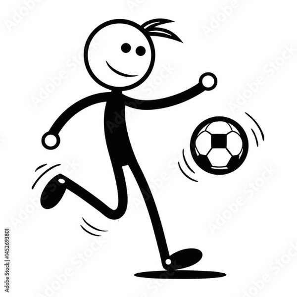 Obraz Stick Figure Soccer Player with Headband - Dynamic Sports Illustration.
