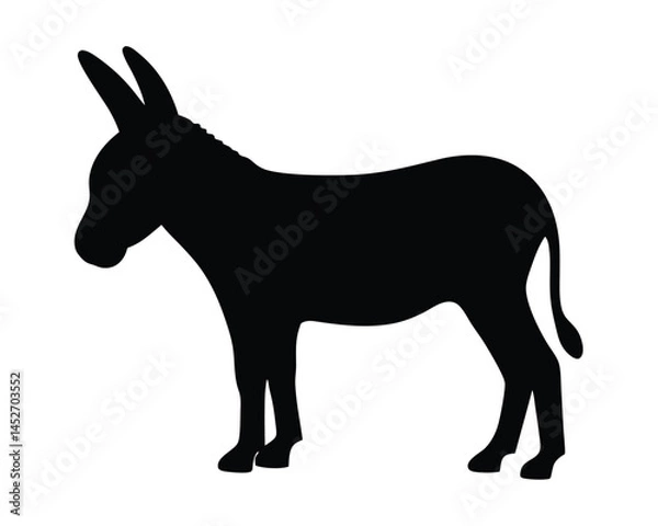 Fototapeta Vector silhouette of a donkey standing isolated on a white background