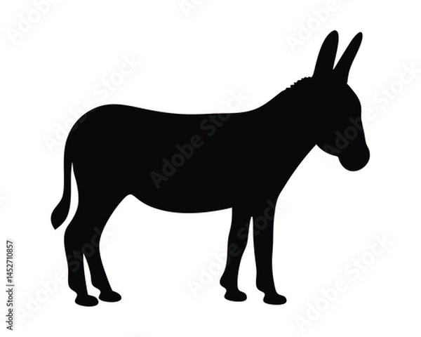 Fototapeta Vector silhouette of a donkey standing isolated on a white background