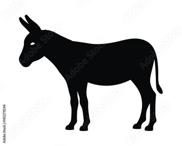 Fototapeta Vector silhouette of a donkey standing isolated on a white background