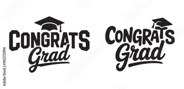 Fototapeta Congrats Grad t shirt design typography hand lettering, isolated on white background. Vector  illustration.