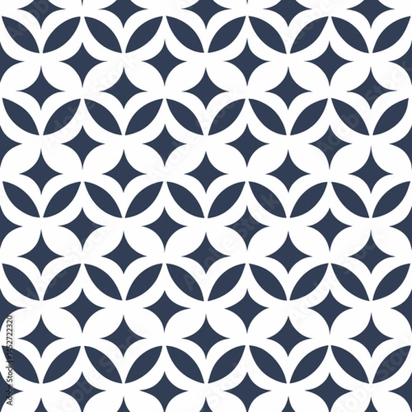 Fototapeta seamless vector pattern of traditional Japanese Asanoha geometric star motif in indigo blue, clean lines, minimal background, traditional textile style
