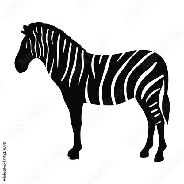 Fototapeta Vector silhouette of a zebra in profile view with stripes