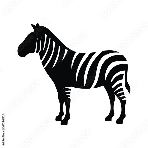 Fototapeta Vector silhouette of a zebra in profile view with stripes