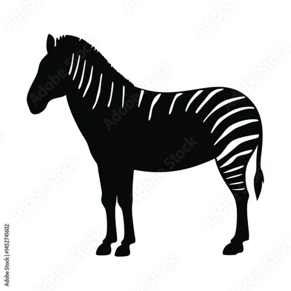 Fototapeta Vector silhouette of a zebra in profile view with stripes