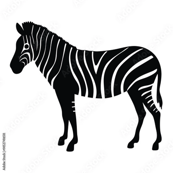 Fototapeta Vector silhouette of a zebra in profile view with stripes