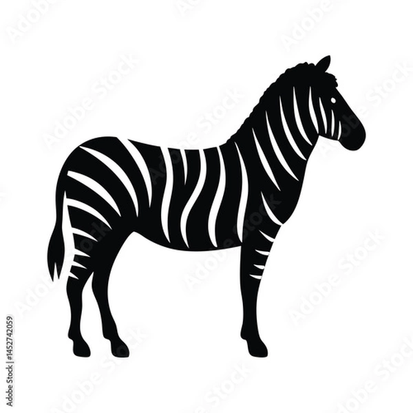 Fototapeta Vector silhouette of a zebra in profile view with stripes
