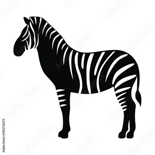 Fototapeta Vector silhouette of a zebra in profile view with stripes