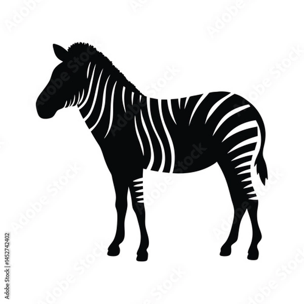 Fototapeta Vector silhouette of a zebra in profile view with stripes
