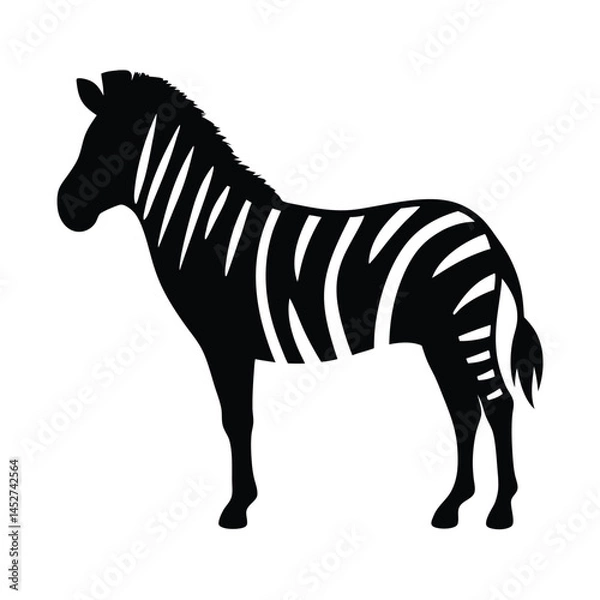 Fototapeta Vector silhouette of a zebra in profile view with stripes