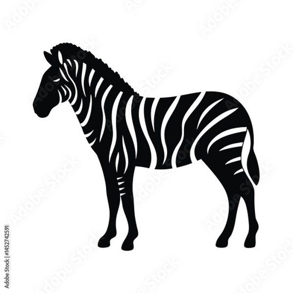 Fototapeta Vector silhouette of a zebra in profile view with stripes