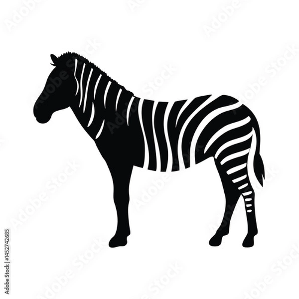 Fototapeta Vector silhouette of a zebra in profile view with stripes