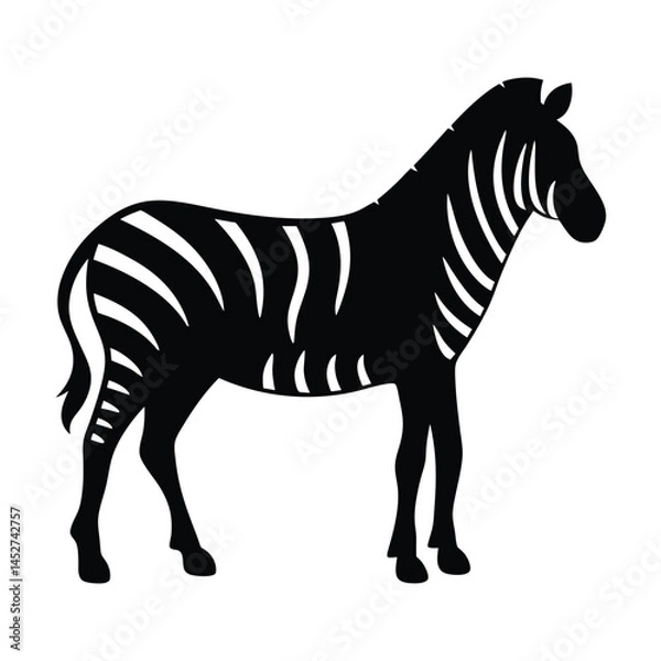 Fototapeta Vector silhouette of a zebra in profile view with stripes