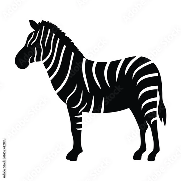 Fototapeta Vector silhouette of a zebra in profile view with stripes