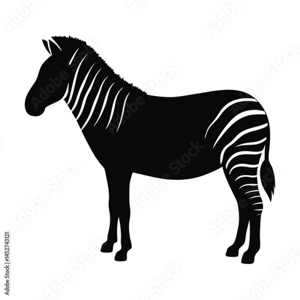 Fototapeta Vector silhouette of a zebra in profile view with stripes