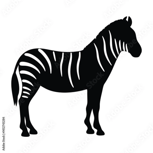 Fototapeta Vector silhouette of a zebra in profile view with stripes