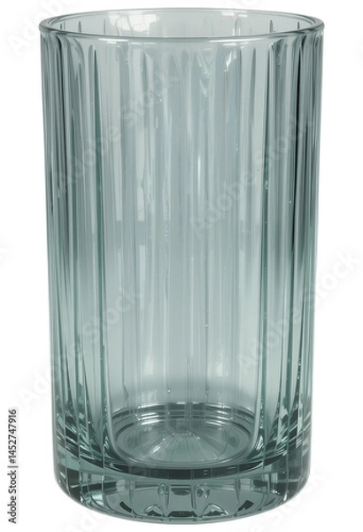 Fototapeta Medium-sized clear glass vase, simple cylindrical shape, isolated PNG